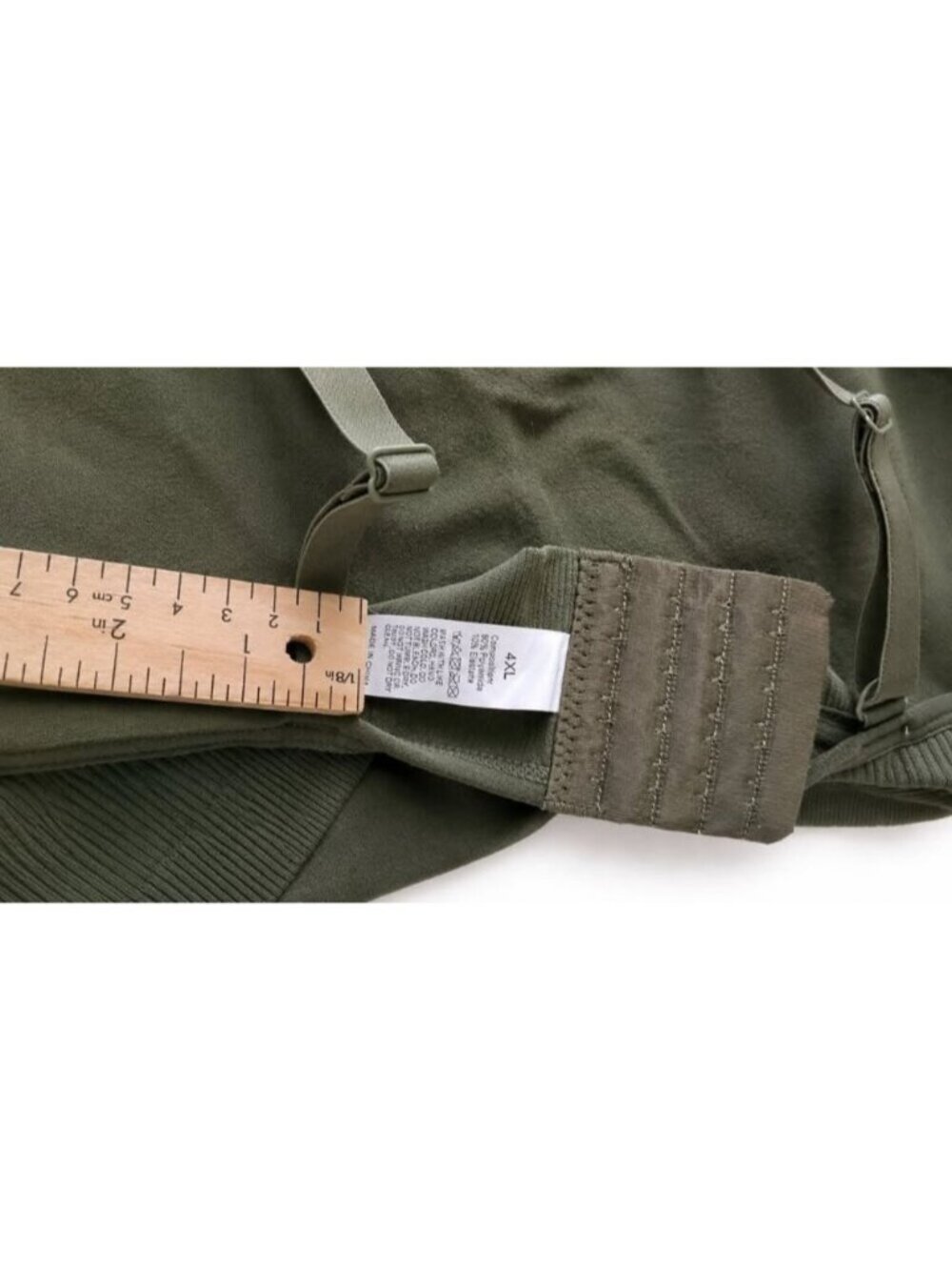 Army Green Ribbed Bralette 4XL Wireless Seamless Comfort Bra Adjustable Straps - Picture 6 of 7